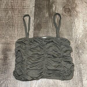 Green ruched cropped tank